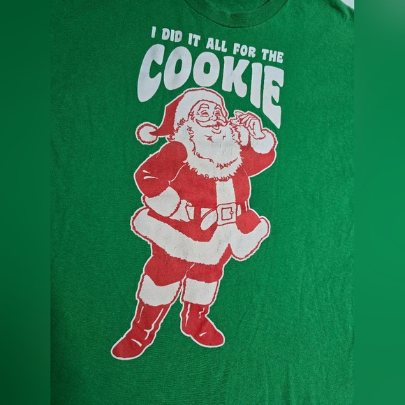 Christmas Santa T-Shirt Tee Size L Large I Did It For Cookie Top Shirt Men Women - Picture 2 of 2
